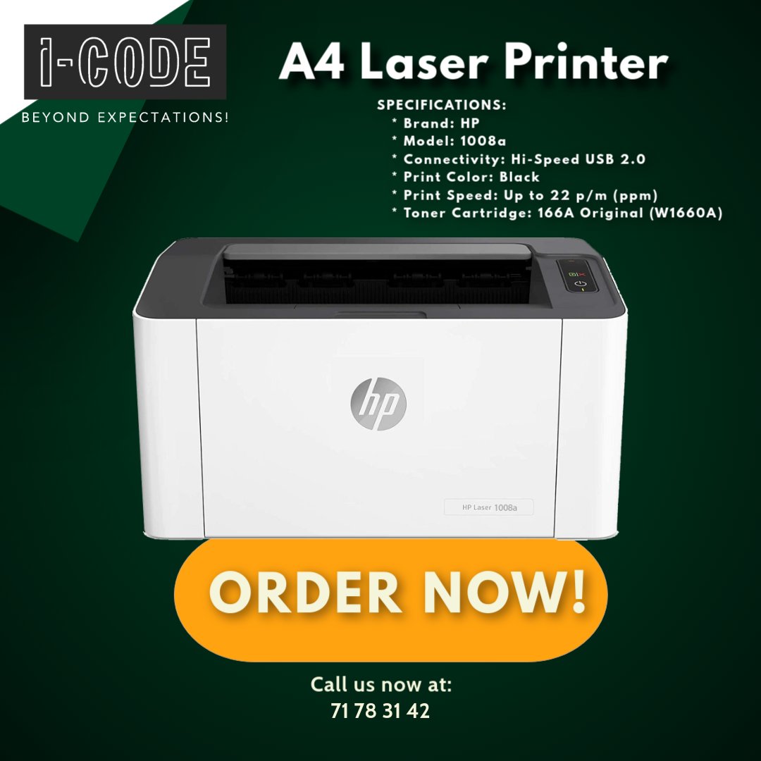 A4 Laser Printer, USB, 1008a, HP - Image 2
