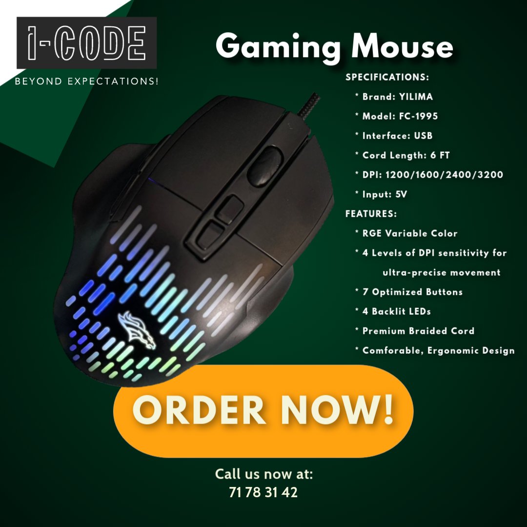 Gaming Mouse, FC-1995, 3200DPI, 7 Key, RGB, YILIMA - Image 2